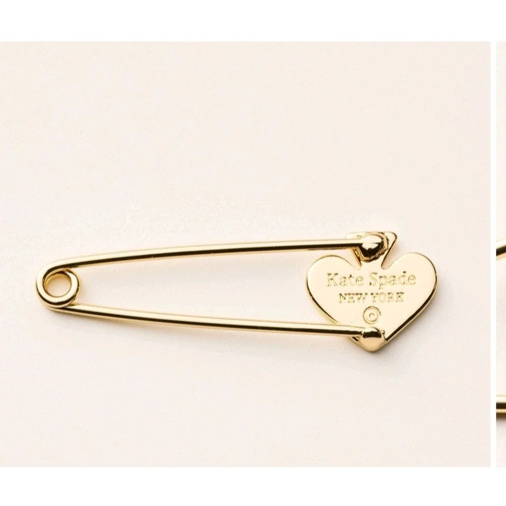 Kate Spade New York Gold Tone Spade Safety Pin Brooch Logo Pin